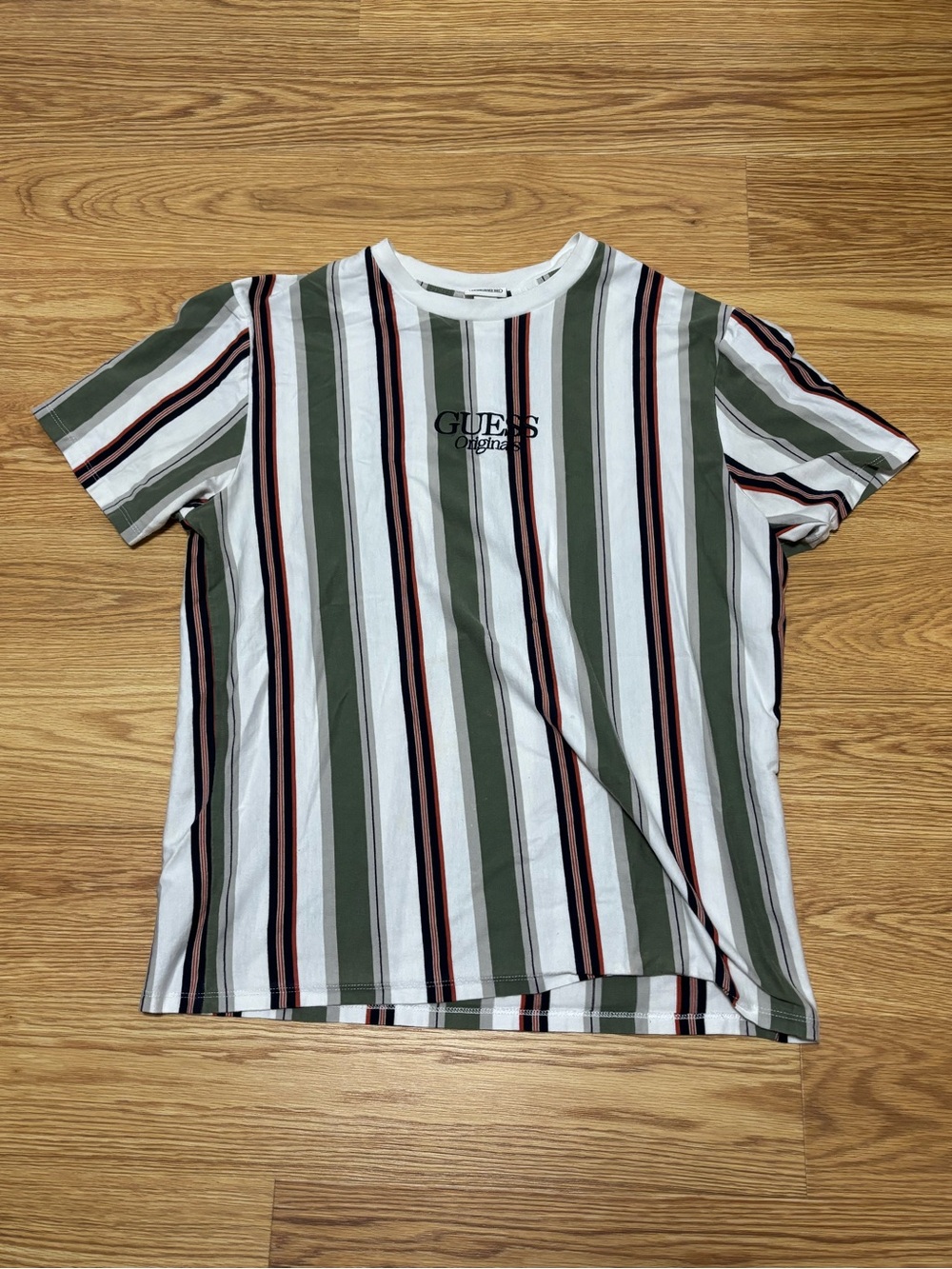 Guess Men's Striped Short-Sleeve Tee in Green & White
